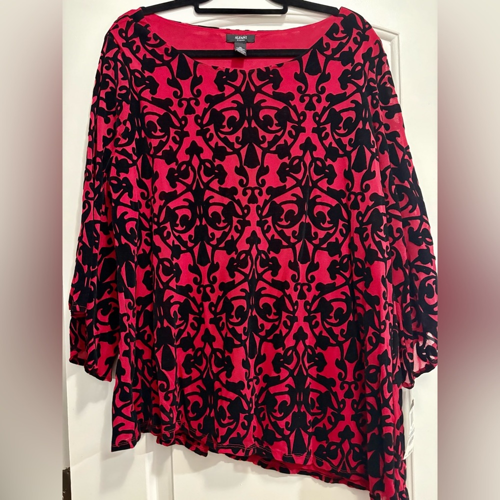 Alfani Women's Pink and Black Patterned Top